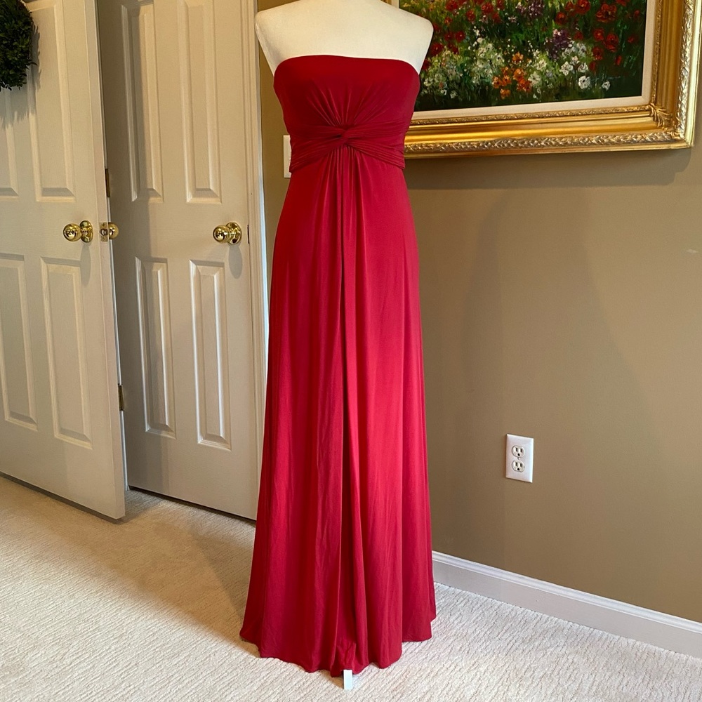 BCBG MaxAzria Red Strapless Evening Prom Gown